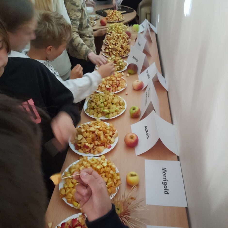 Skolēni degustē ābolus
